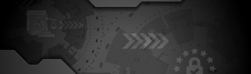 Security icons on a dark background: a document, arrows and a padlock